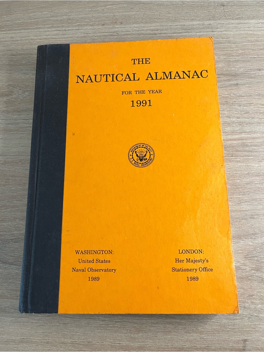 The Nautical Almanac 1991 Hardcover - Yellow and Black Cover